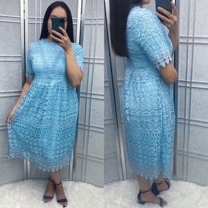 Modest midi dress blue